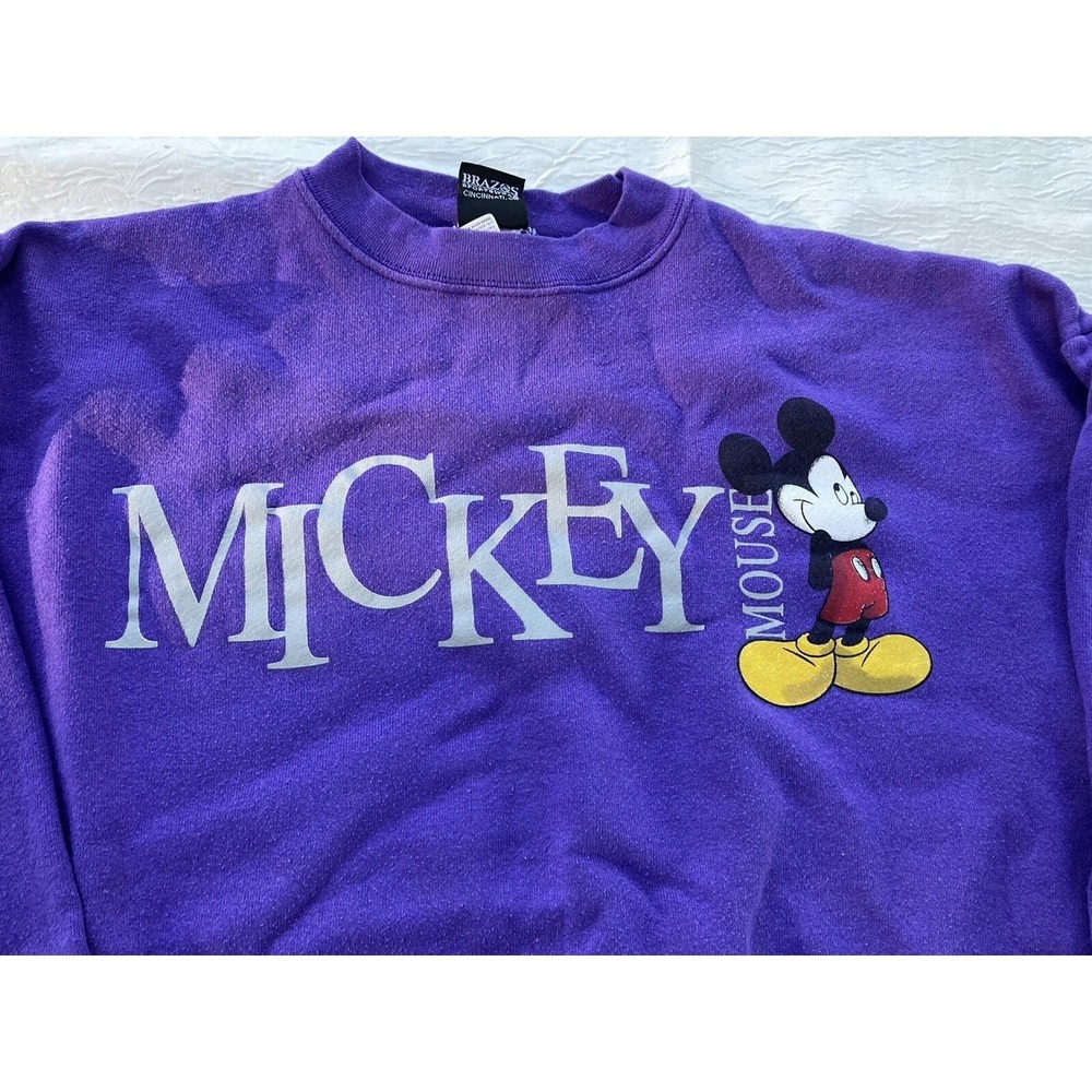 Vintage Mickey Unlimited Purple Sweatshirt XL Brazos Sportswear Disney Crewneck - Picture 1 of 9